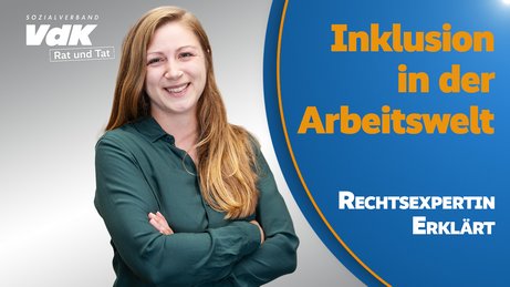 Inklusion in der Arbeitswelt - Rechtsexpertin erklärt Thumbnail für das Video mit einem Bild von Katharina Söhne und dem Text "Inklusion in der Arbeitswelt - Rechtsexpertin erklärt"