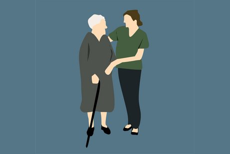 Eine Zeichnung mit einer älteren und einer jüngeren Frau