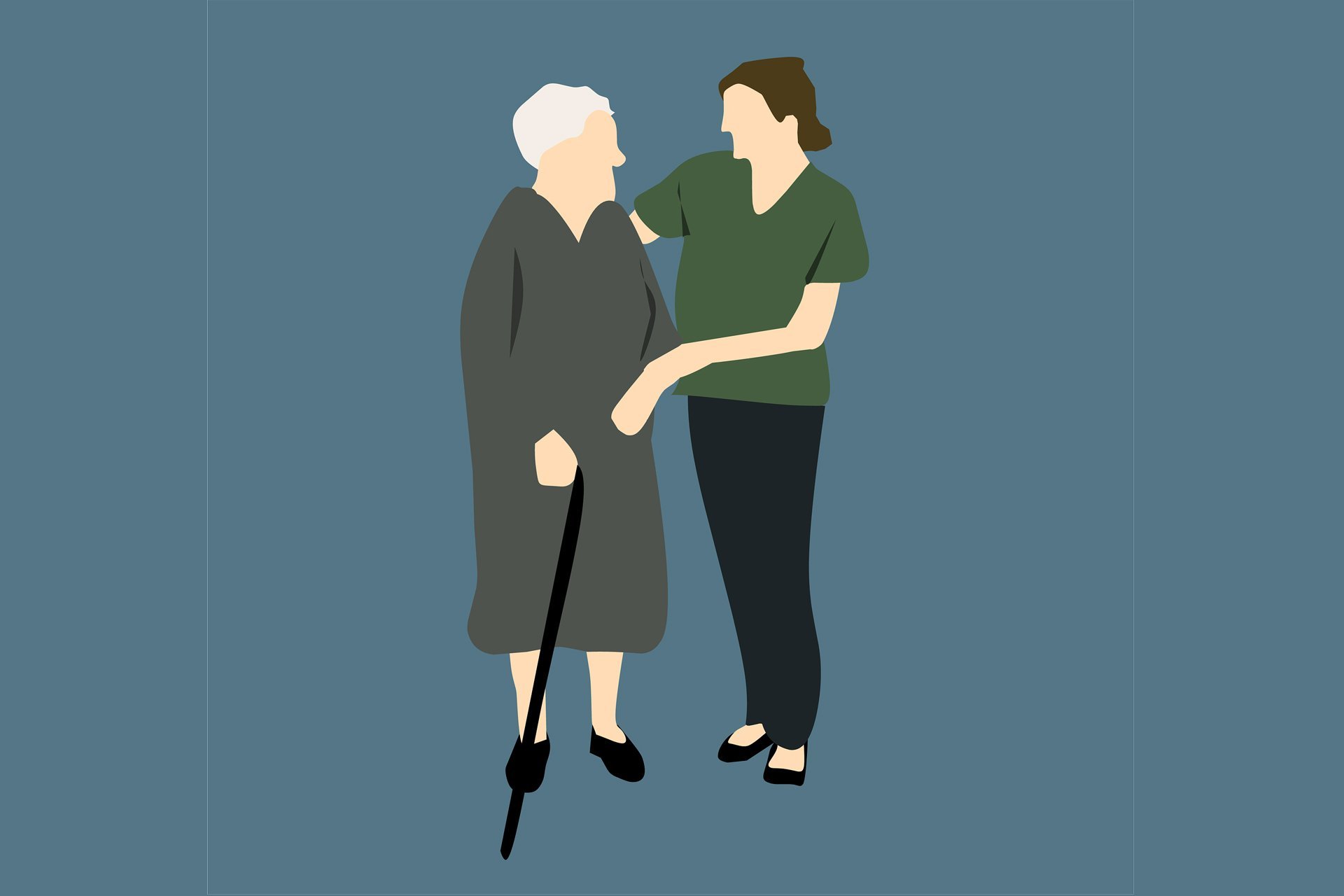 Eine Zeichnung mit einer älteren und einer jüngeren Frau