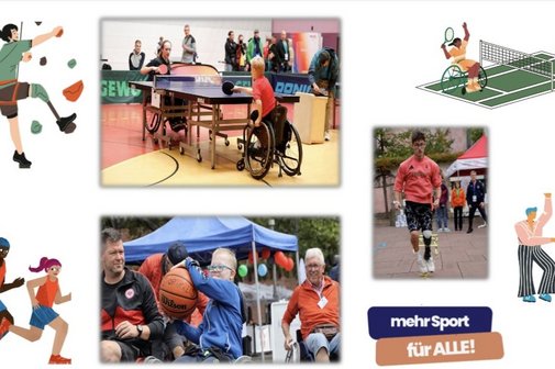 Eine Collage mit Fotos aus dem Bereich inklusiver Sport 