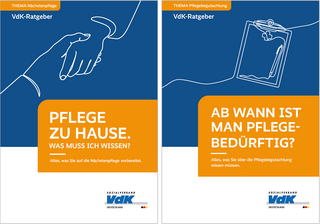 Das Bild zeigt die Titelbilder der beiden Broschüren "Pflegebegutachtung" und "Nächstenpflege".