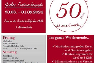 50 Jahre Hasselroth "Großes Festwochenende vom 30.08.-01.09.2024