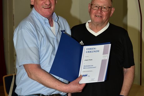 Ehrung f&uuml;r 10 Jahre Mitgliedschaft - J&uuml;rgen Paditz