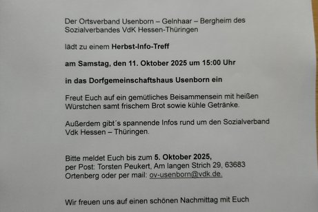 Herbst Info Veranstaltung