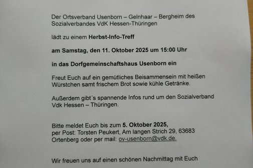Herbst Info Veranstaltung