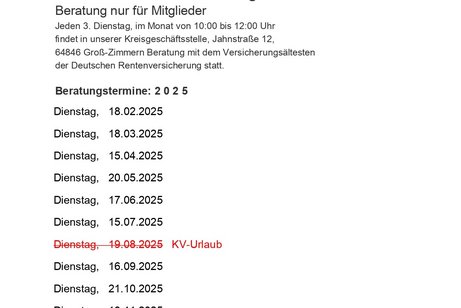 Termine Rentenberatung 2025