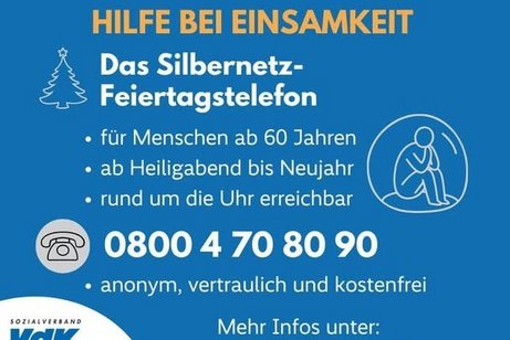 Hilfe bei Einsamkeit Das Silbernetz Feiertagstelefon 0800 4 70 80 90