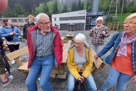 Der Aufstieg über die Treppen geschafft