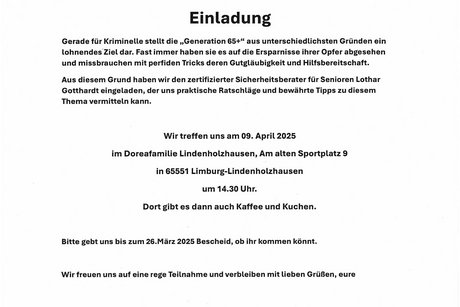 Einladung Treffen Vertreterin der Frauen