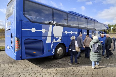 Sylter Bus bei einer Pause auf der Hinfahrt