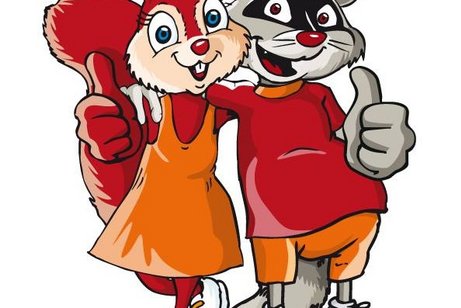 Die st&auml;dtischen Abfallbotschafter Eichh&ouml;rnchen und Waschb&auml;r