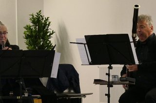 Gudrun Spitz-Zipper (Oboe) und Guido Spitz (Fagott) spielen in der Trauerhalle