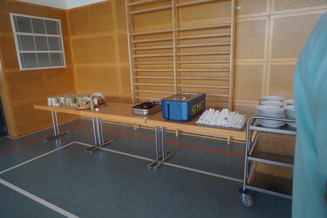 Unser Essensbuffet mit den gereichten Speisen.