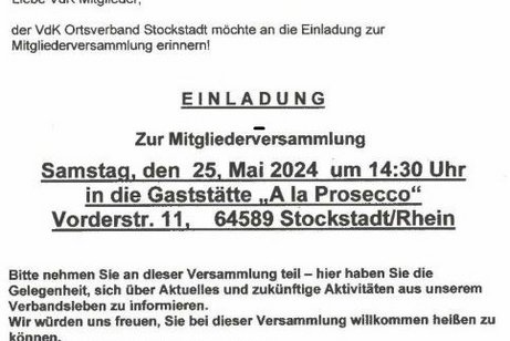 Auf dem Bild wird eine Einladung zur Mitgliederversammlung gezeigt.