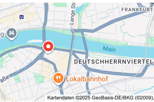 Unser Treffpunkt: Roter Kreis = Br&uuml;ckenstra&szlig;e 5, 60594 Frankfurt am Main