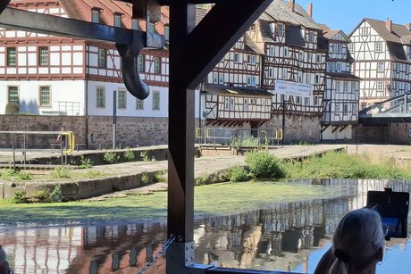 Fuldafloß-Ankunft am Schlosspark Fuldafloß-Ankunft am Schlosspark