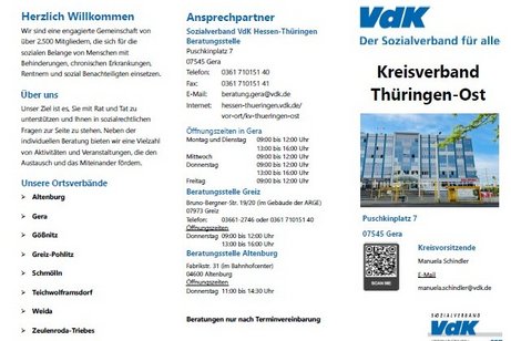 Flyer VdK Th&uuml;ringen-Ost