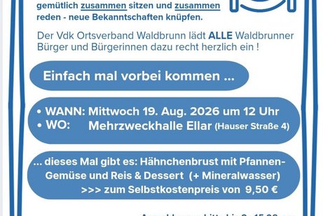 Einladung zum Essen für Waldbrunner Bürgerinnen und Bürger Einladung zum Essen für Waldbrunner Bürgerinnen und Bürger