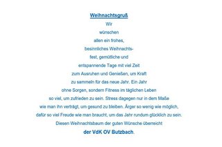 Weihnachtsgruß des VdK OV Butzbach