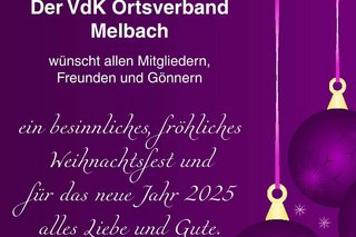 Der Ortsverband Melbach wünscht frohe Weihnachten