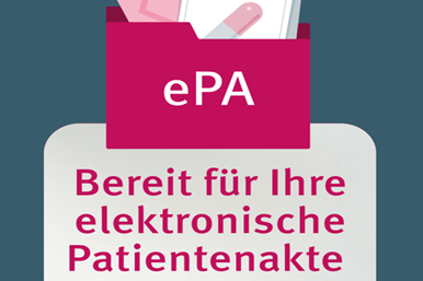 Symbol ePA Das Symbolbild der ePA stellt die Frage : Bereit für die elektronische Patientenakte