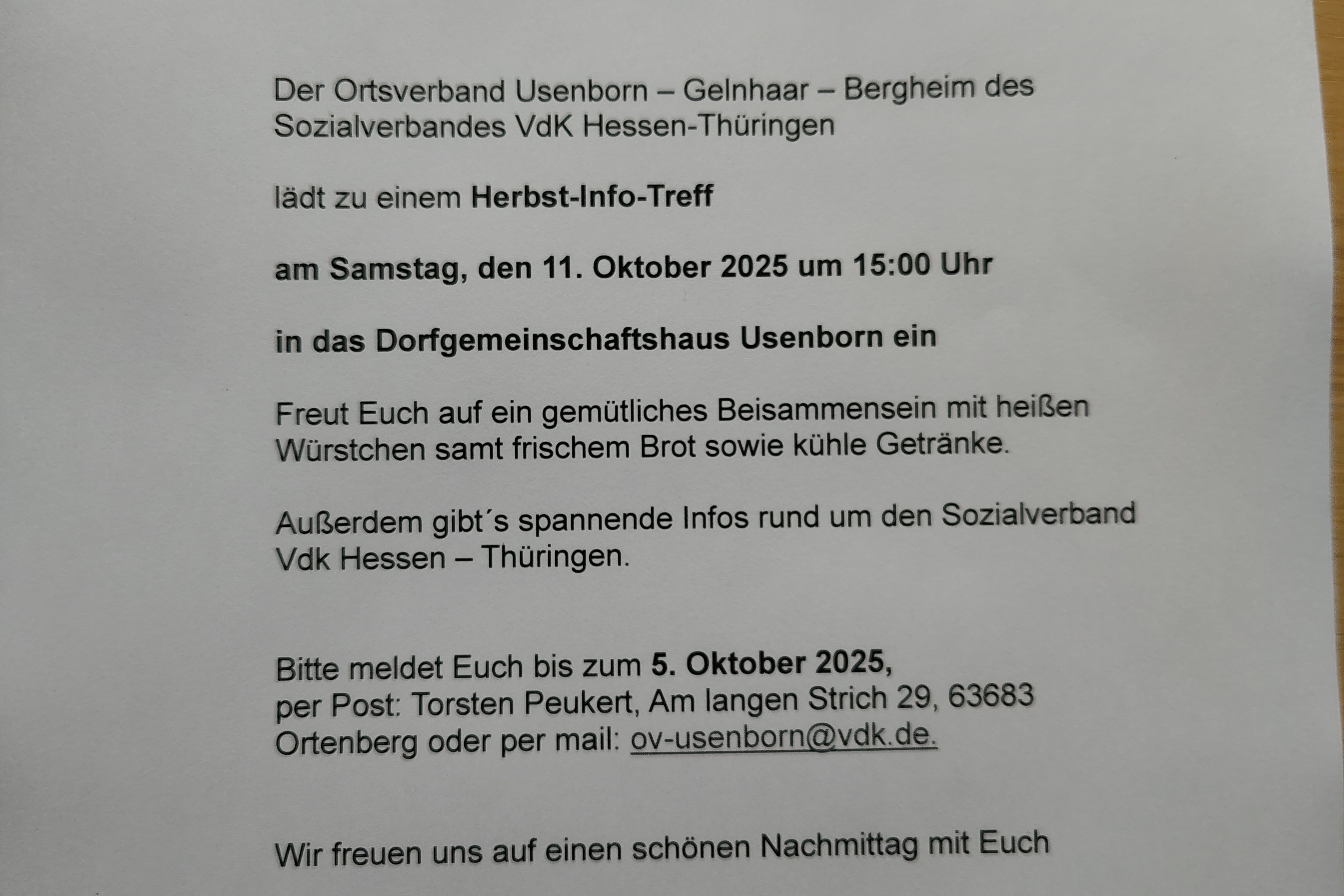 Herbst Info Veranstaltung