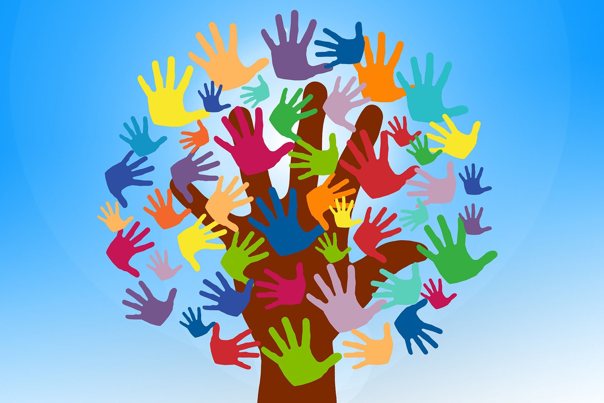 Hände an einem Baum Pixabay