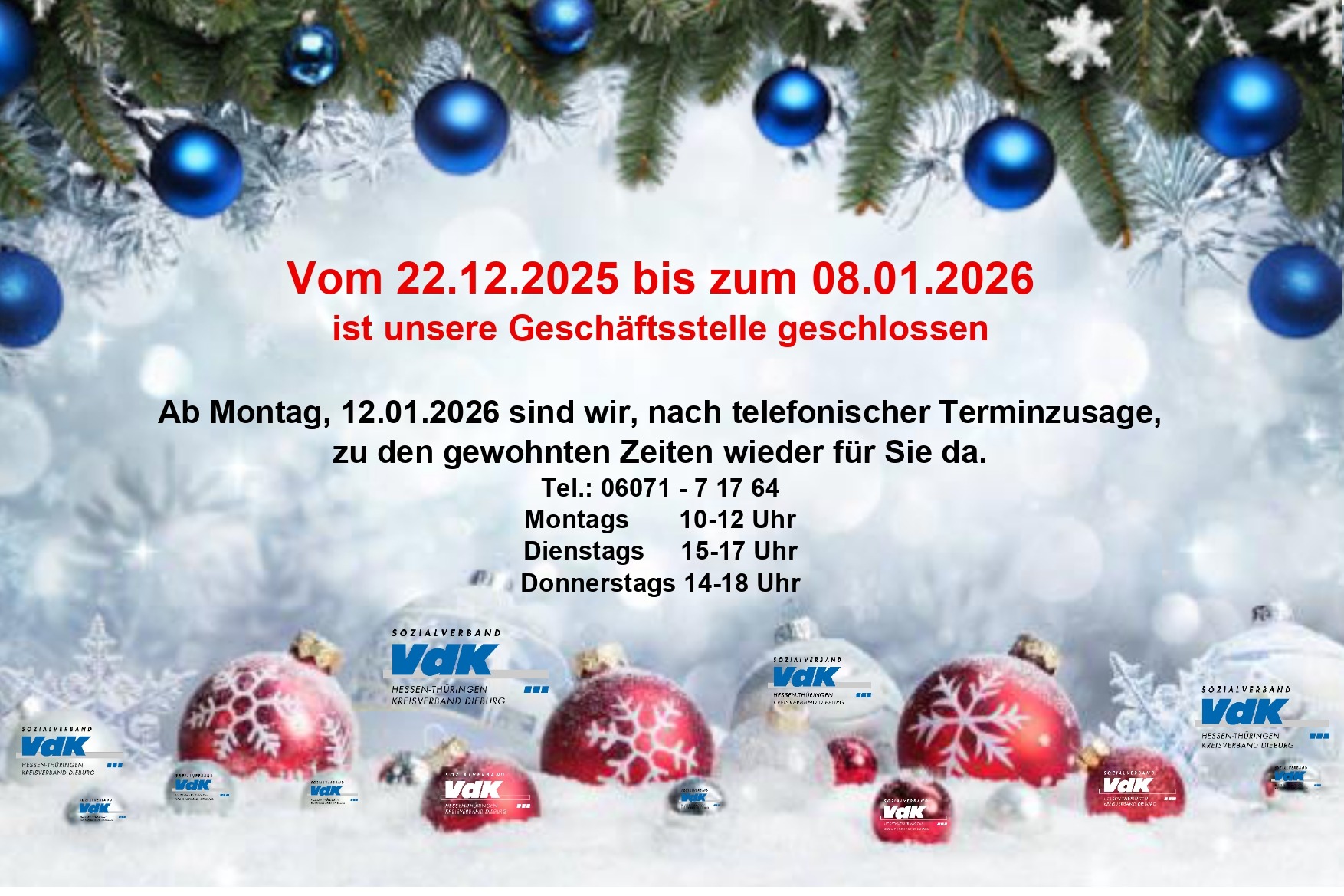 Nachricht, VdK Dieburg geschlossen